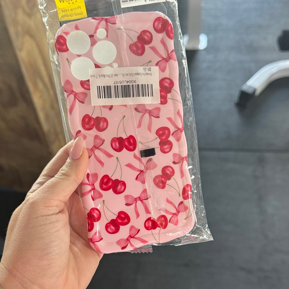 Cherry Pattern Pink Phone Case iPhone 13 Pro Max
